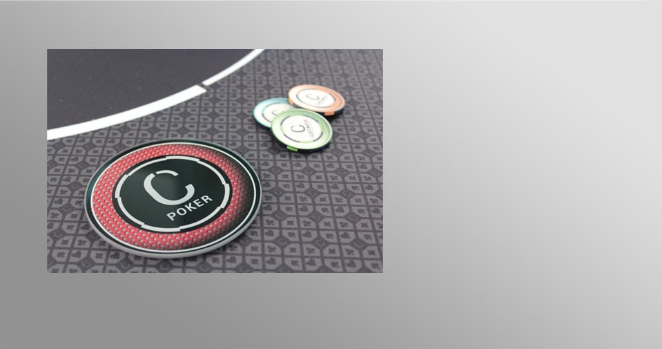 Bouton dealer CUSTOMPOK rouge en verre - 10 cm